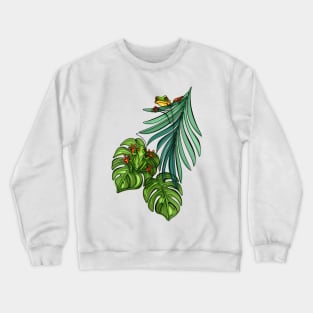 Minimalistic Continuous Line Tropical Frogs Crewneck Sweatshirt